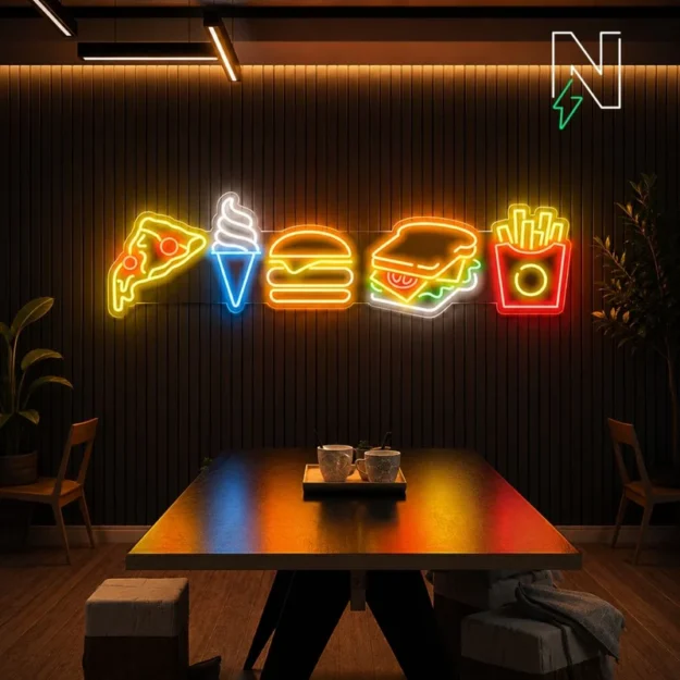 Burgers Fries & Vibes Neon Sign